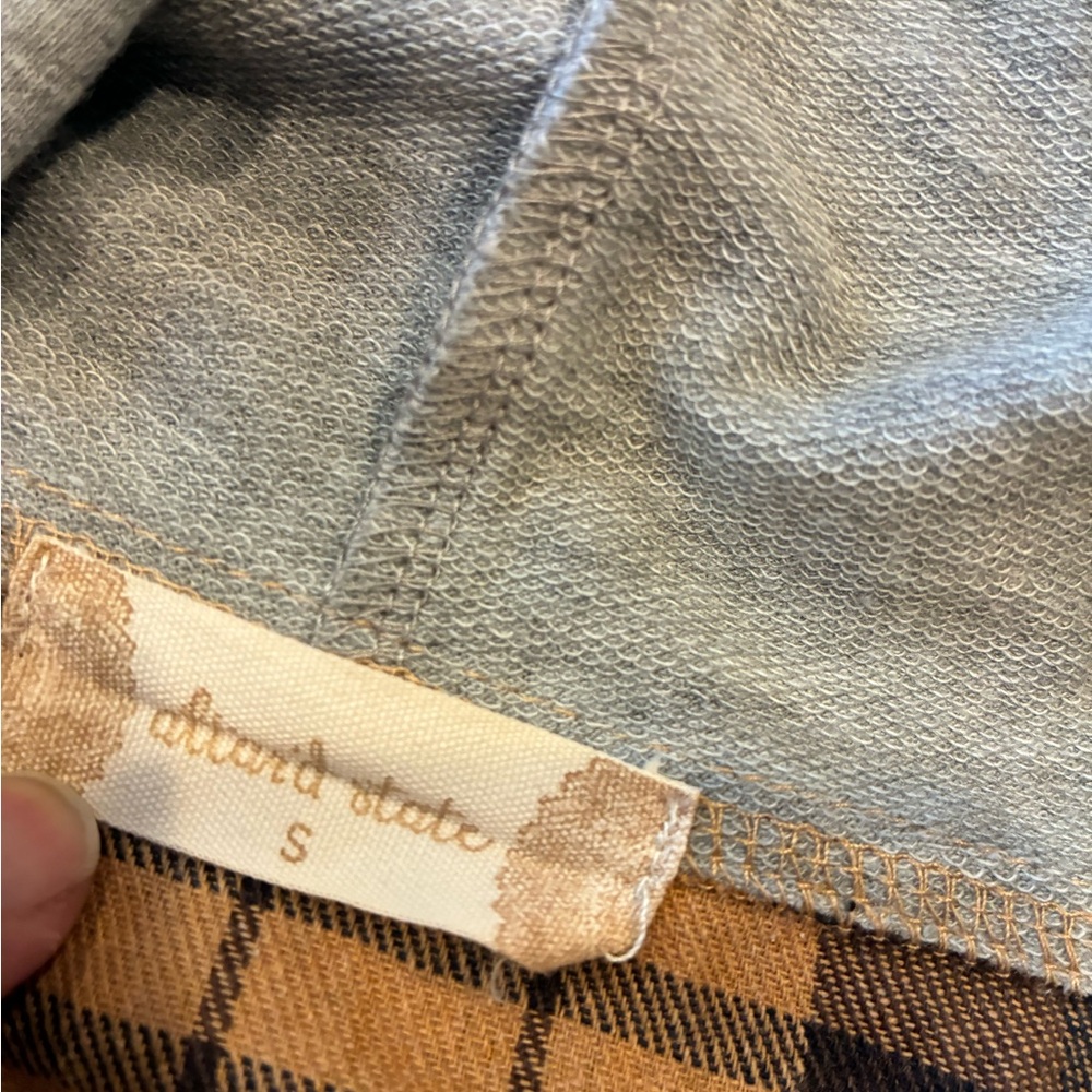 Altar'd State Gray and Tan Plaid Hoodie - Picture 6 of 9